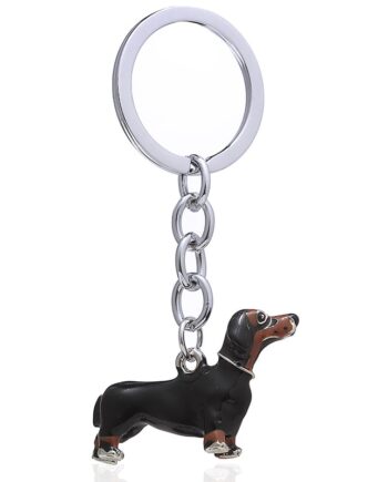 Black Alloy Dachshund Pet Keychain