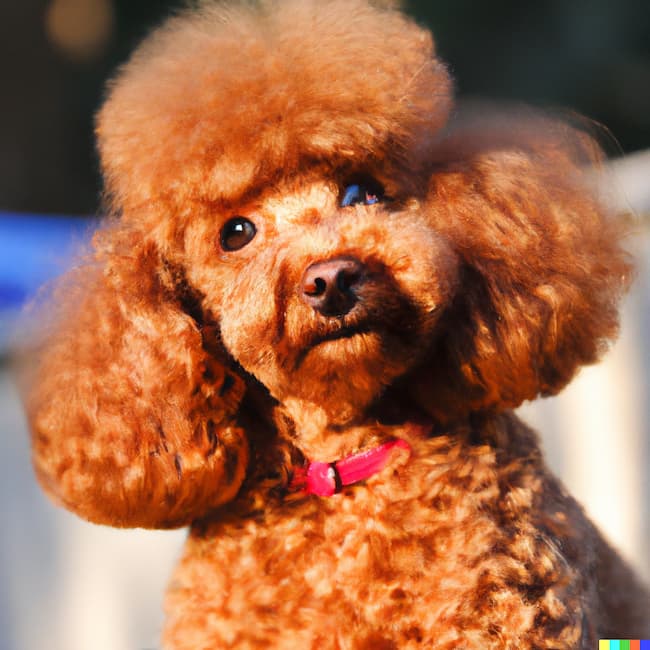 Red Toy Poodle Dog in the sunshine