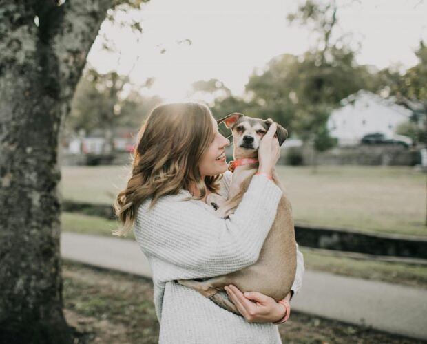 Hugging dog